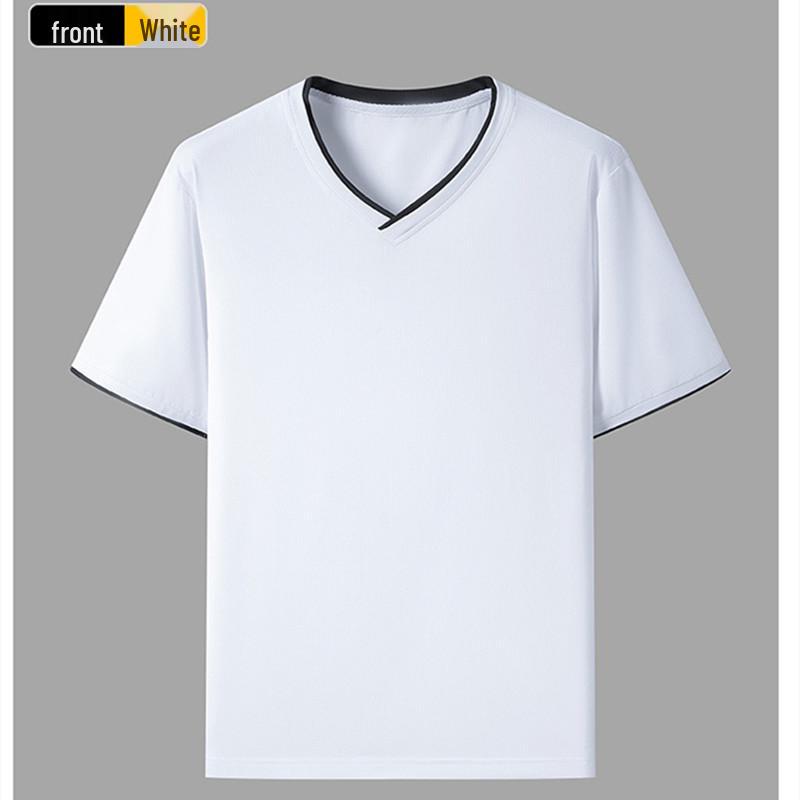 Men's Plus Size Ice Silk V-Neck Short Sleeve Mesh Sports T-Shirt