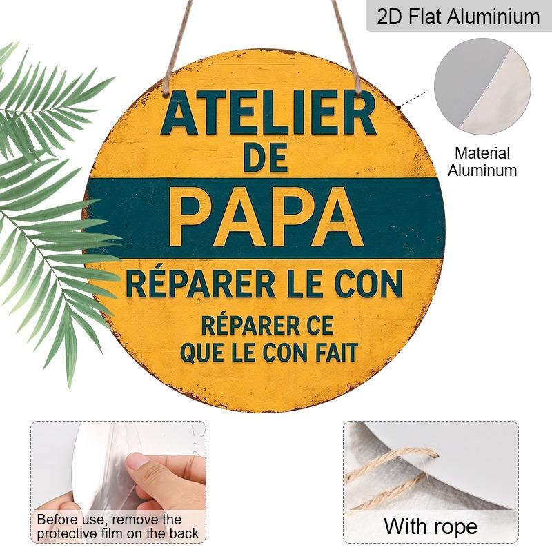 2D Flat Father's Day Themed Aluminum Pendant, Available In Various Sizes. Featuring Fun French Studio Quotes, It's An Ideal Choice for Home Décor