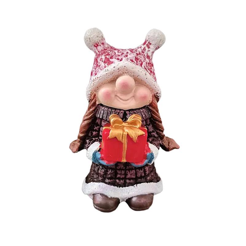 Christmas Gnome Hat Resin Statue: Festive Dwarf Desktop Ornament