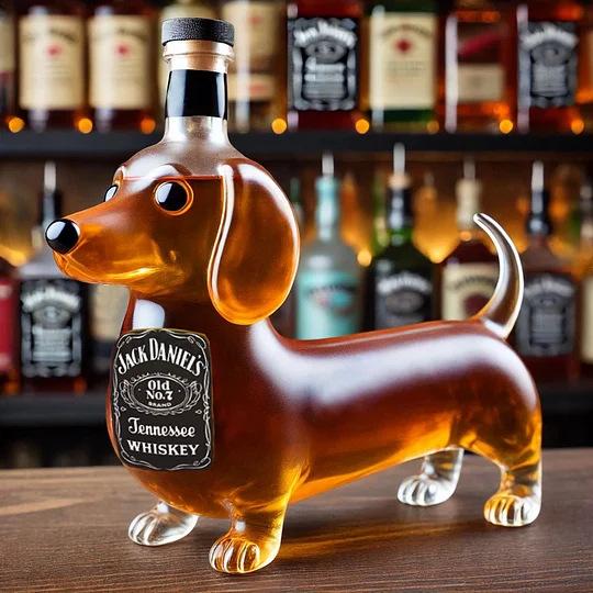 Funny French Bulldog Whiskey Bottle, Humor Novelty Decanter, Creative Gift, 250ml Clear Glass