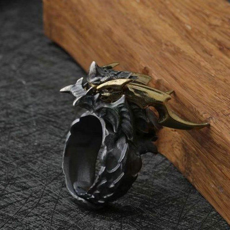 Year of the Dragon New Retro Evil Dragon Open Men's Goth Accessory Ring