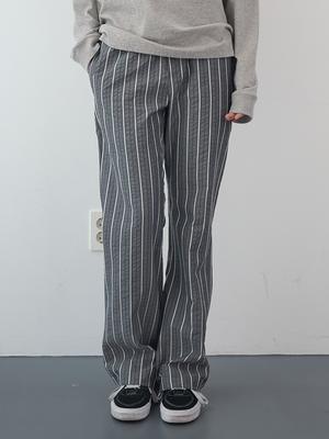 ENZO BLUES Seersucker Stripe Elastic Bootcut Pants (Grey)