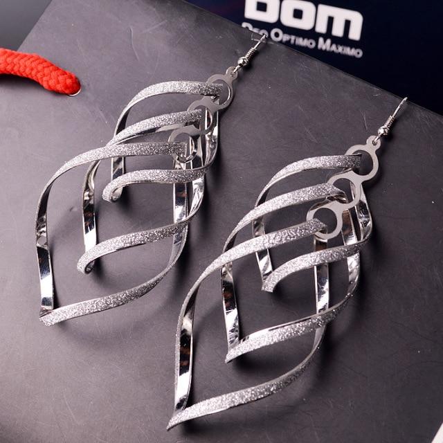 

Bold Exaggerated European American Retro Ladies Earrings Alloy Metal Multi Level Frosted Spiral Earrings Voguish Fashionable Women S срібний