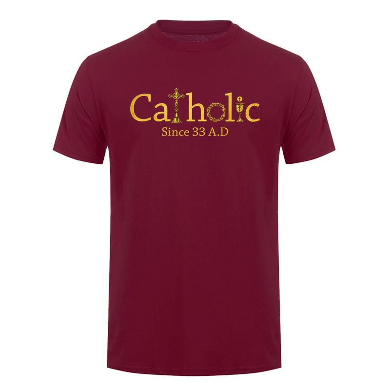 Catholic Since 33 Ad Christian T Shirt Jesus Crucifix Eucharist Faith Graphic Tee Religious Gift Tops Da335
