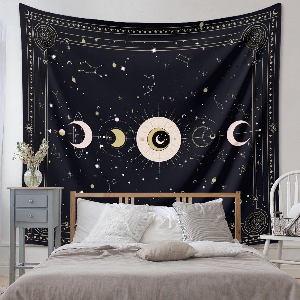 Moon Phase Tapestry Wall Hanging White Black Colorful Sun Mandala Tapestry Wall Hanging Celestial Wall Tapestry Hippie Wall Carp