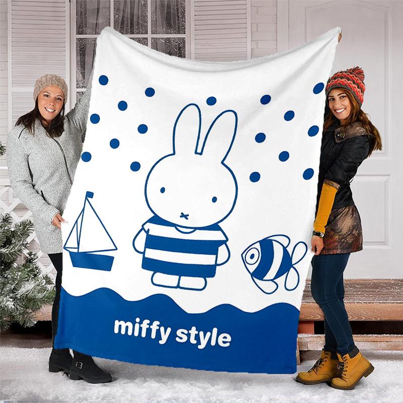 1pc Miffy4 Theme Blanket - Digital Print, Polyester, Cozy for All Seasons, Perfect for Outdoor, Camping, and Travel