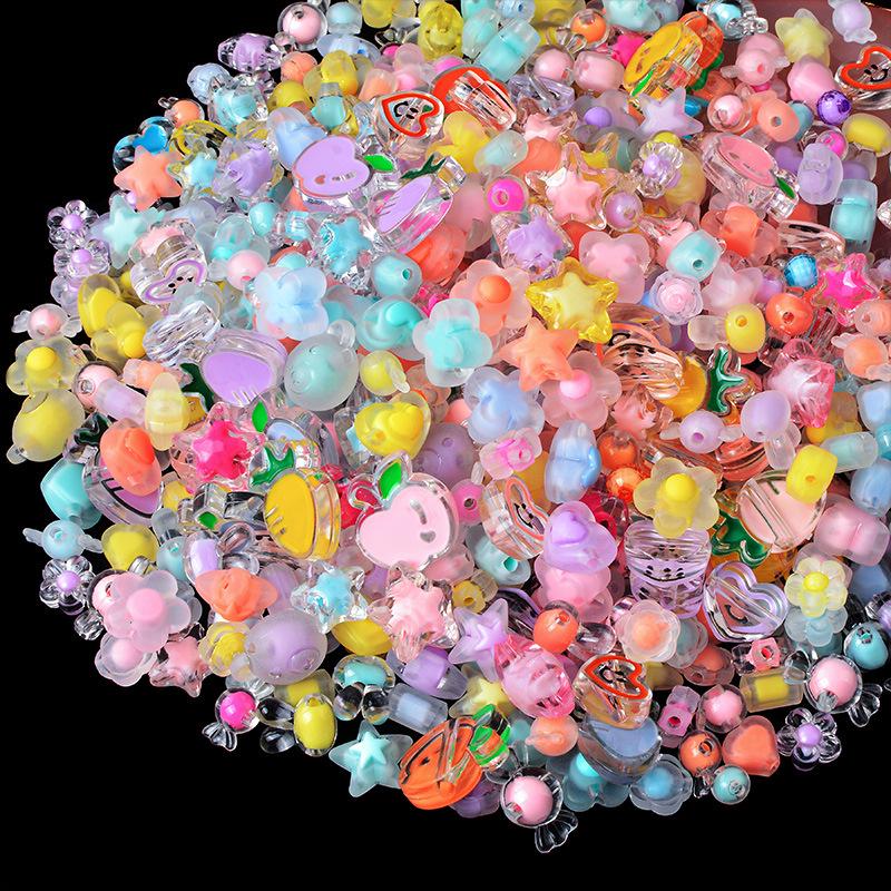 Acrylic Beads: Inner Color & Transparent Beads for DIY Hair Ties and Bracelets