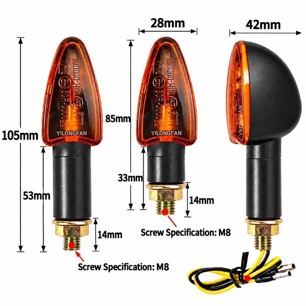 4PCS ABS Casing Turn Signal Indicator Light 8mm Interface Motorbike Indicator Lamp  For ATV