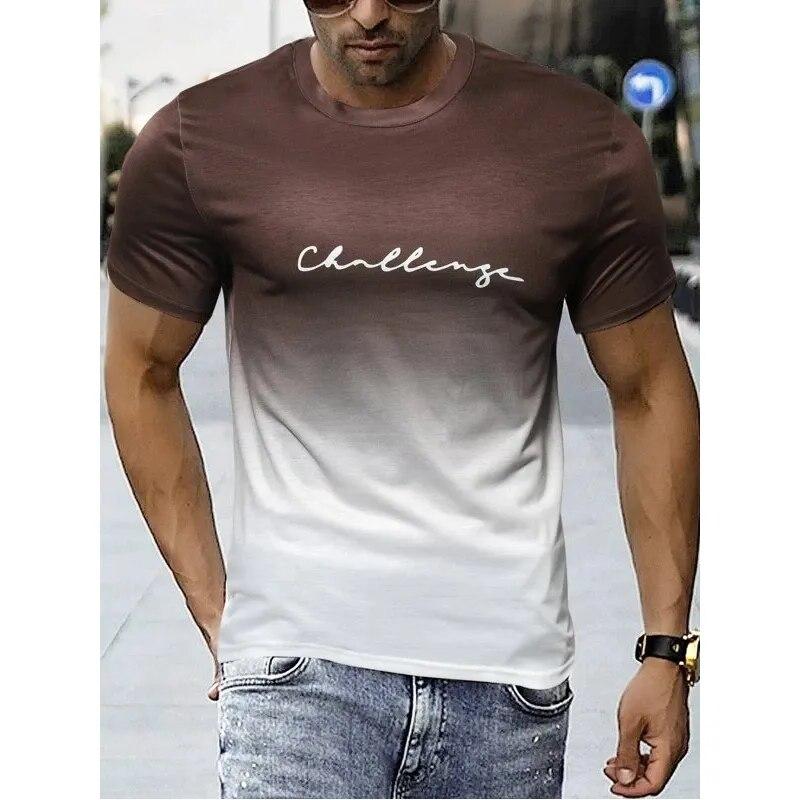 Vintage Men's T-shirt 3D Gradient Print Short Sleeve Tops Summer Casual Street Fashion Shirt Oversized Tee Shirt Men Clothes