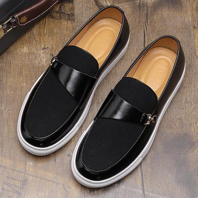 New Fashion Monk Strap Loafers Men's Platform Patent Leather Casual Shoes Male Slip On Walking Footwears Zapatos Hombre