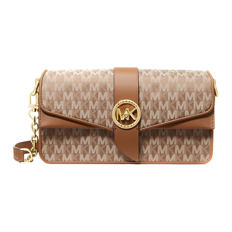 New MICHAEL KORS Greenwich Fabric Shoulder Bag, Crossbody Bag Medium Women's Acorn Brown 30S2GGRL2J-230