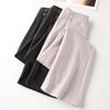 Women's High-Waist Khaki Wool Blend Flared Pants - 2024 Autumn/Winter Style