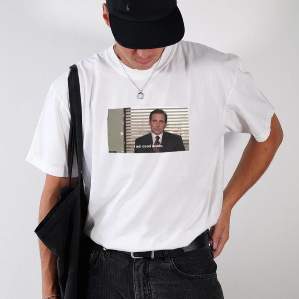 Estoy Muerto por Dentro Michael Scott Camisetas Gráficas The US Office Unisexs Mujer Meme Regalo Divertido Camiseta Algodón de Alta Calidad