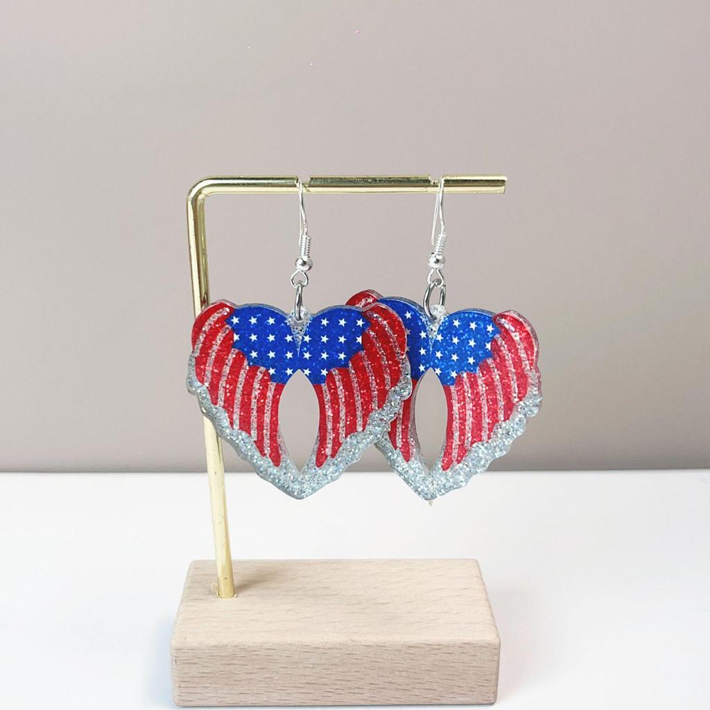 Patriotic Flag Earrings: Sunflower, Heart, Butterfly & Star Designs