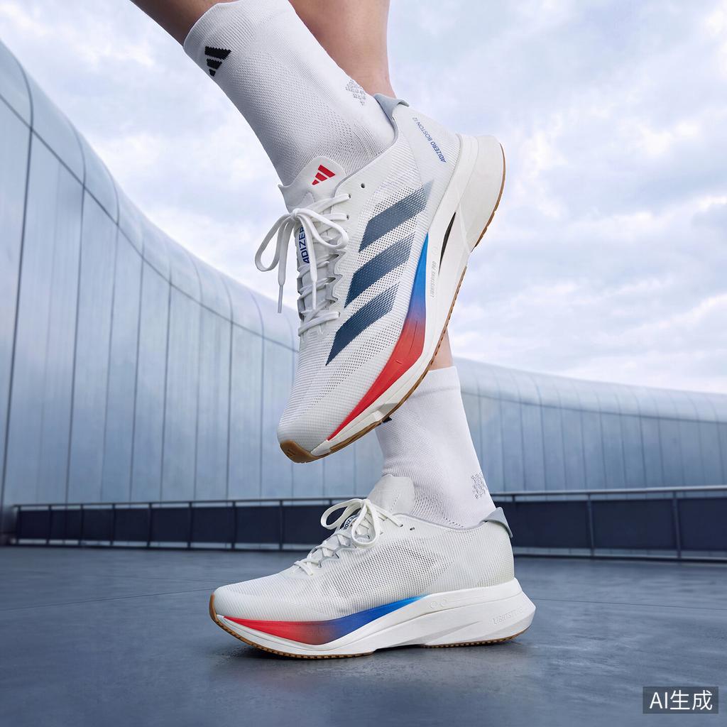adidas Adizero Boston 12 Core White Dark Blue Pure Ruby