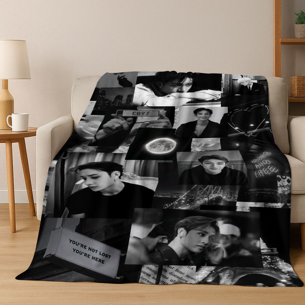 Manta de Franela Estampada 3D de Bang Chan Estrella Kpop Stray Kids Manta Suave y Cálida para Dormitorio Sala de Estar Cama Viaje Camping Picnic Regalo