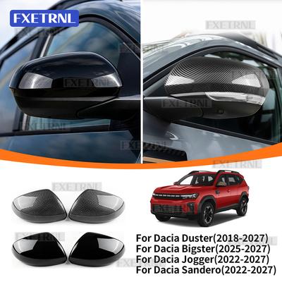 For Dacia Duster 3 2018-2026 Sandero 3/Sandero Stepway ABS Carbon Fibre Pattern Rearview Mirror Cover For Dacia Bigster/Jogger