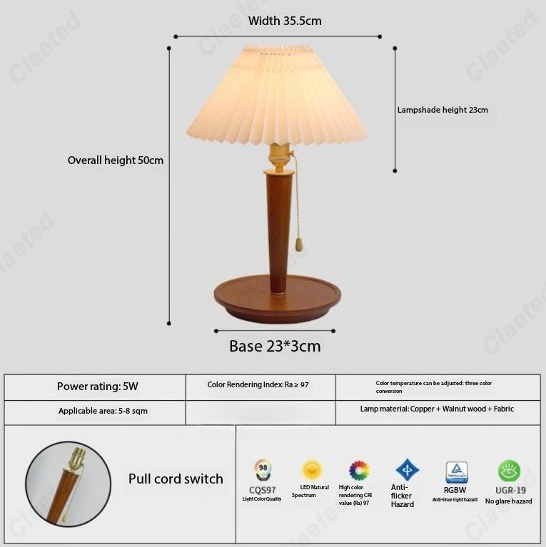 Creative Retro LED Pleated Small Desk Lamp Bedroom Bedside Lamp Living Room Study Decorative Atmosphere Lighting