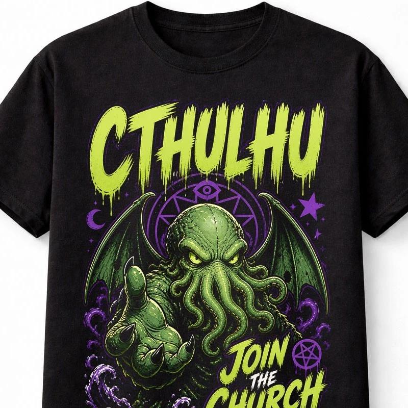 Cthulhu Join The Church Lovecraft Horror Cult Graphic Unisex TShirt S