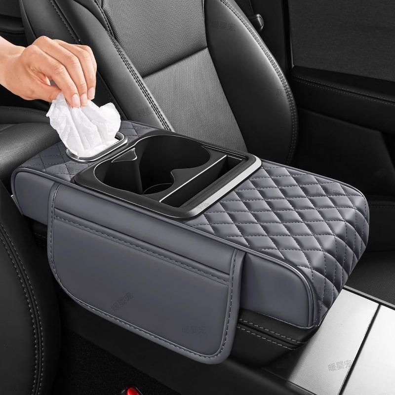 Auto Armsteunbak Met 2 Bekerhouders Auto Middenconsole Armsteun Kussen Armsteun Verhogingskussen Auto Armsteun Kussenhoes Pad Bak