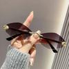 Vintage Rimless Fashion Sunglasses Trendy Rhombus Men Women  Shades Eyewear Sun Glasses  Sunglasses for Men