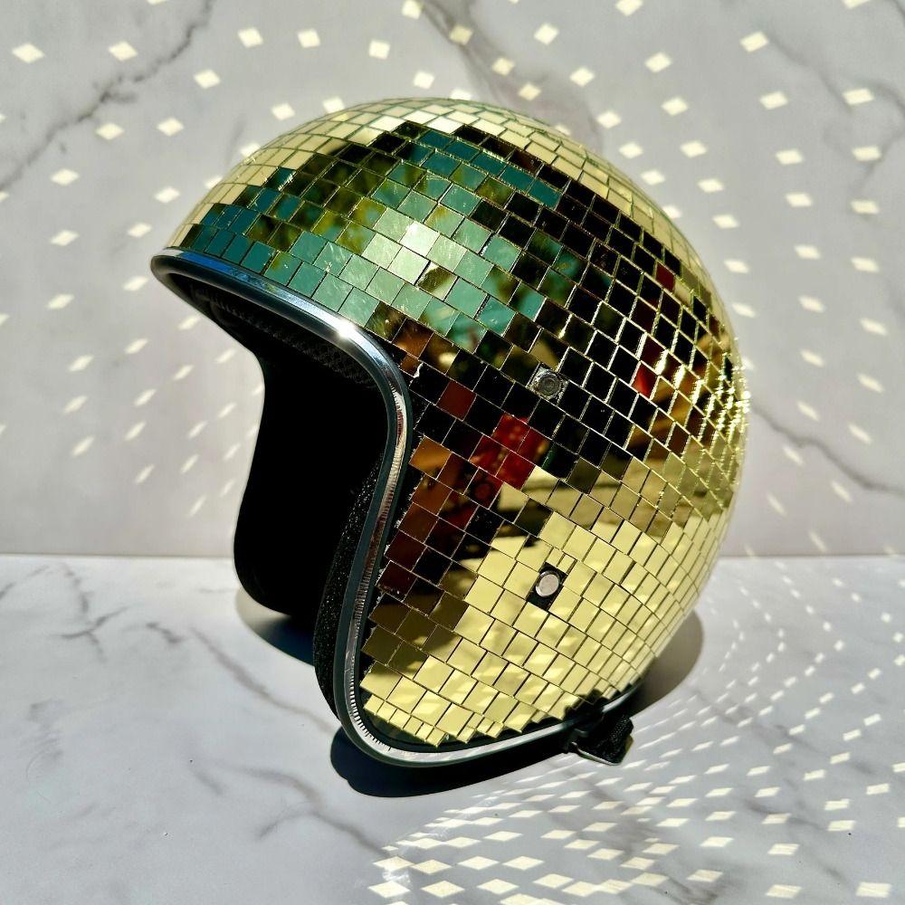 Stunning Light Effects Glitter Mirror Helmet Retractable Flip Visor Helmet  Music Festivals