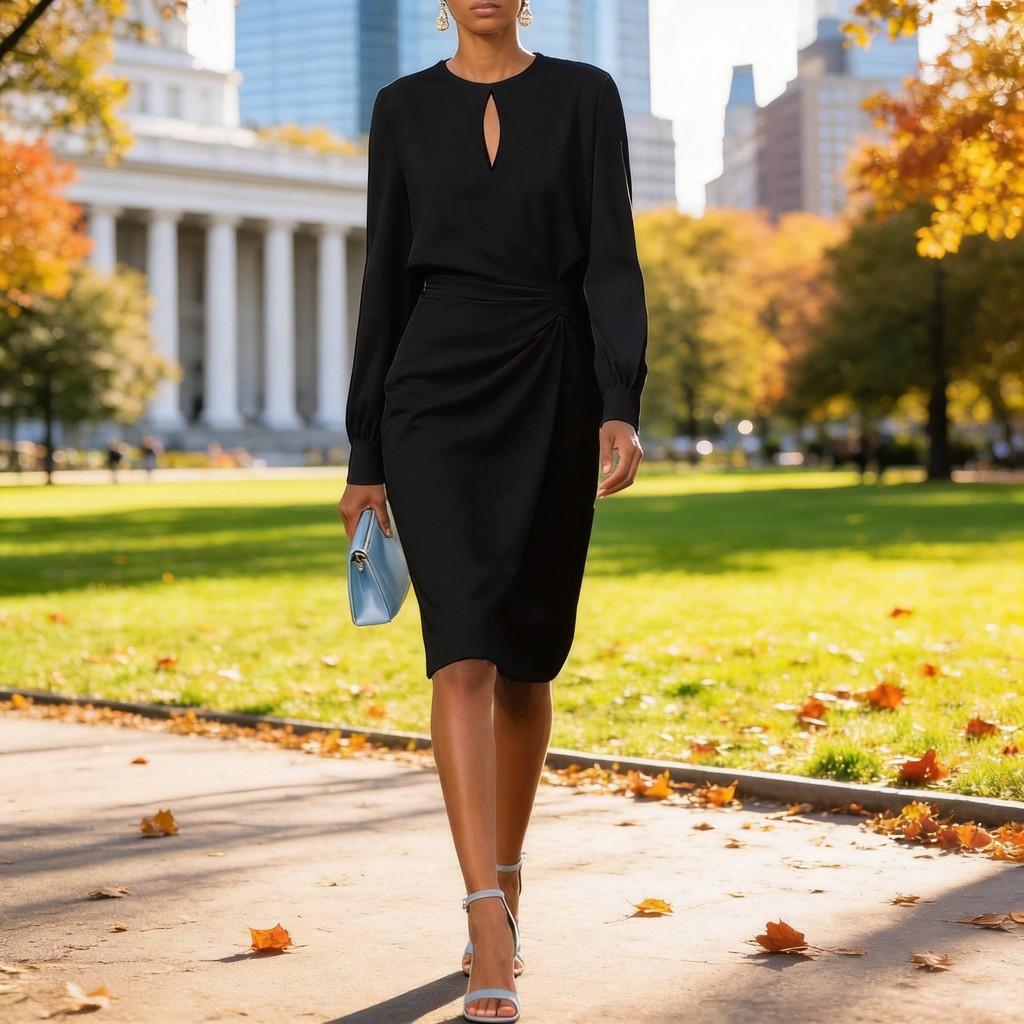 Elegant Knitted Dress With Pleats And Hollow Out Details For Office Wear Summer