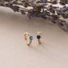 14K Gold Plated S925 Sterling Silver Blue Zircon Four-Prong Earrings for Women