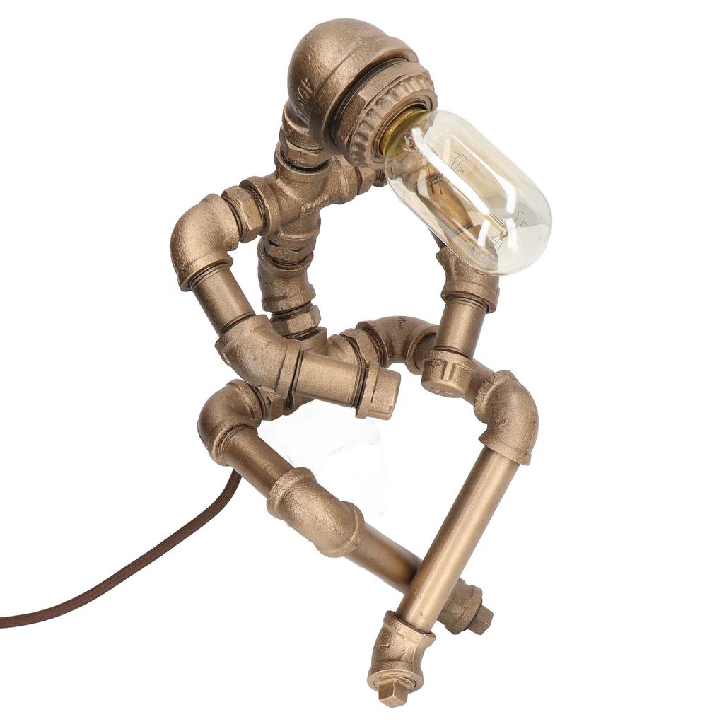 Retro Desk Lamp Unique Pipe Robot Shape E27 Exquisite Vintage Table Lamp for Home Living Room Cafes