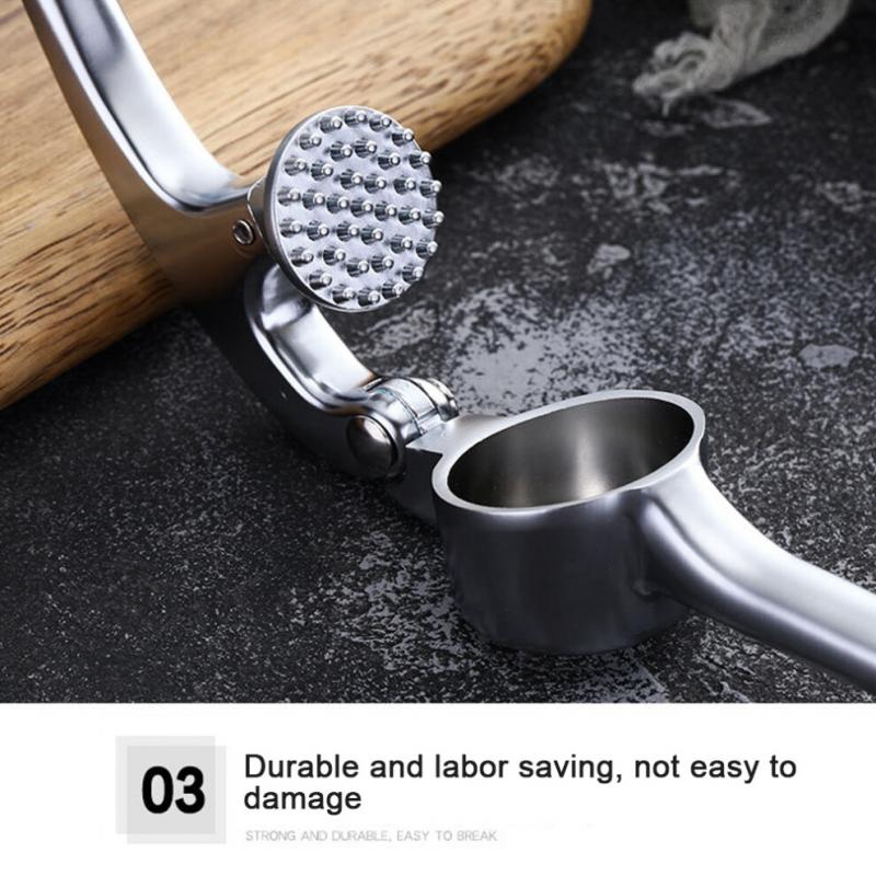 Zinc Alloy 304 Stainless Steel Garlic Press Manual Garlic Crusher Peel Garlic Cloves Mash Garlic Paste Crush Garlic