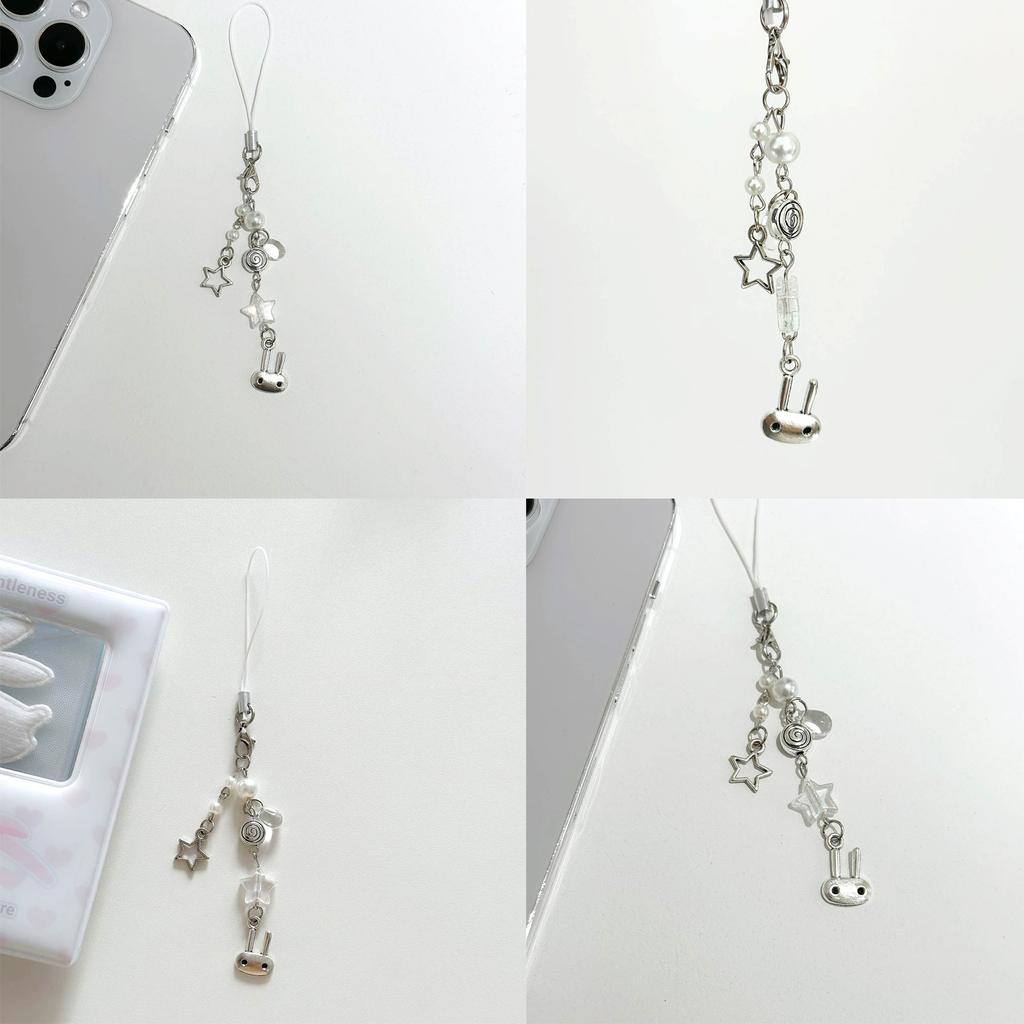 Stylish Heart Phone Chain Ornament Beaded Cellphone Pendant Phone Lanyard Bag Charm for Fashionable Individuals