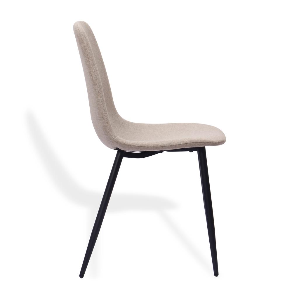 Minimalist Dining Chairs Made of Fabric & Metal - Beige/Light Beige Set of 2