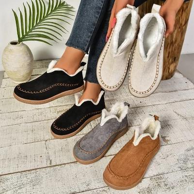 Hot Sale Shoes for Women Sleeve Women's Boots Winter Round Toe Plush Fleece for Warmth Solid Flat Casual Comfortable Snow Boots