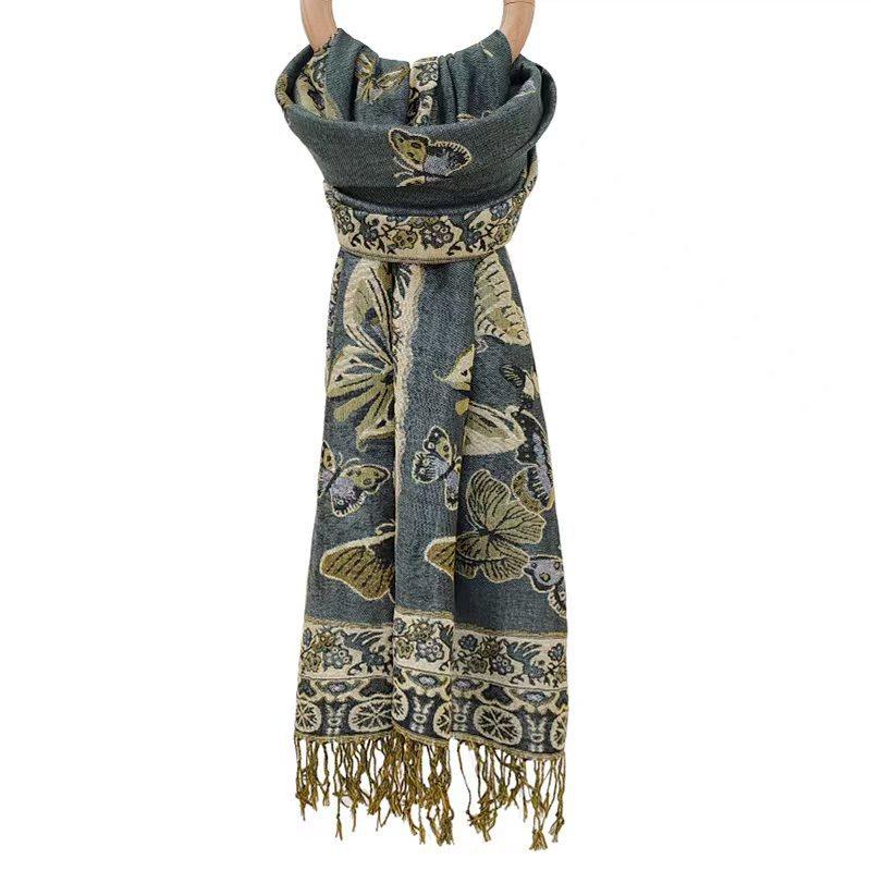 New retro tassel long shawl travel out long scarf scarf women's autumn and winter fashion scarf