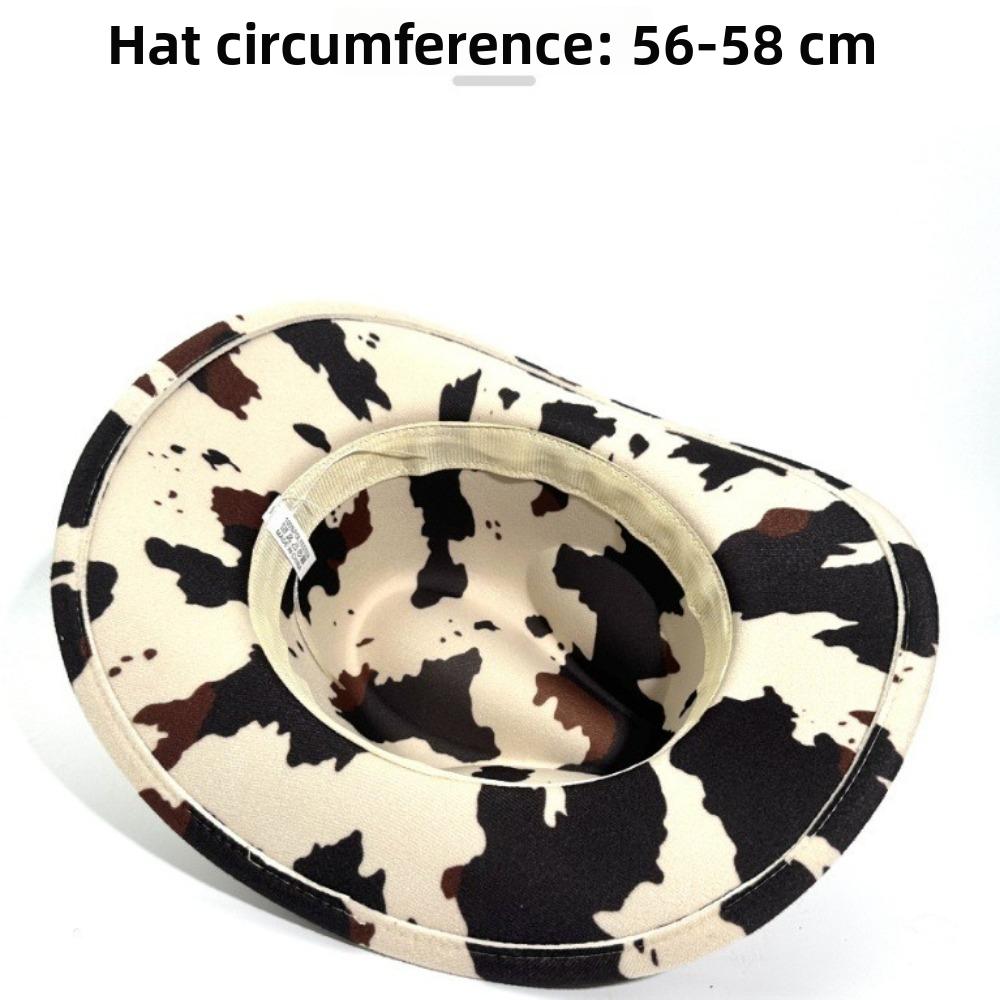 Wide Brim Cow Print Western Caps Cow Print Pattern Retro Style Western Cowboy Hat UV Protection National Style Hat Party Events
