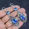 Swiss Blue Topaz Gemstone 925 Sterling Silver Earring 2.76"