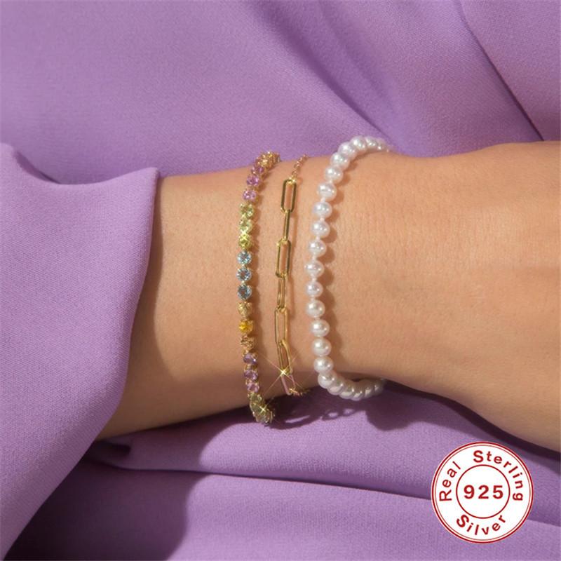 Stylish And Simple S925 Sterling Silver Classic Basic Adjustable Paper Clip Bracelet Daily Commuter