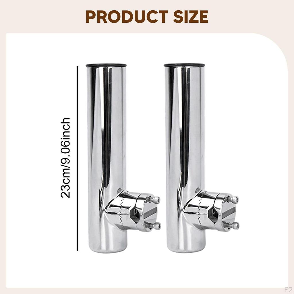 2Pcs Boat Fishing Rod Holders Stainless Steel Accessory Heavy Duty Easy Installation Rail