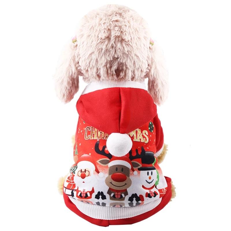Christmas Cat Clothes Small Dogs Cats Santa Costume Kitten Puppy Outfit Hoodie Warm Pet Dog Clothes