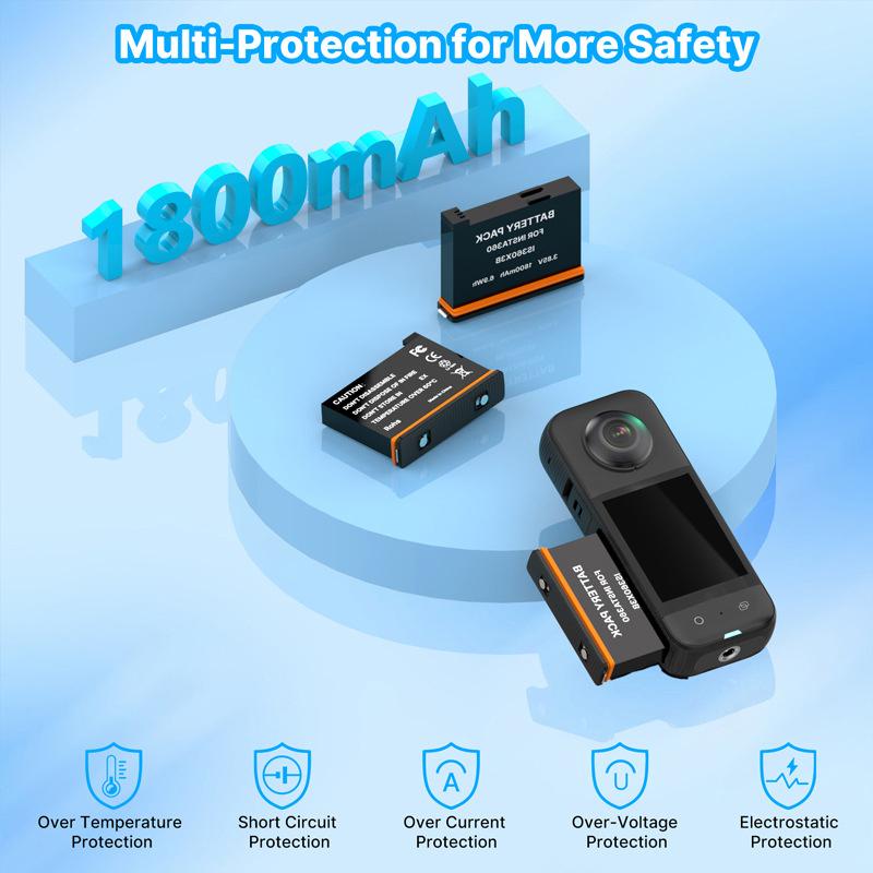 For Insta360 X3 Dual Battery Charger Action Camera Portable Fast Charging Case