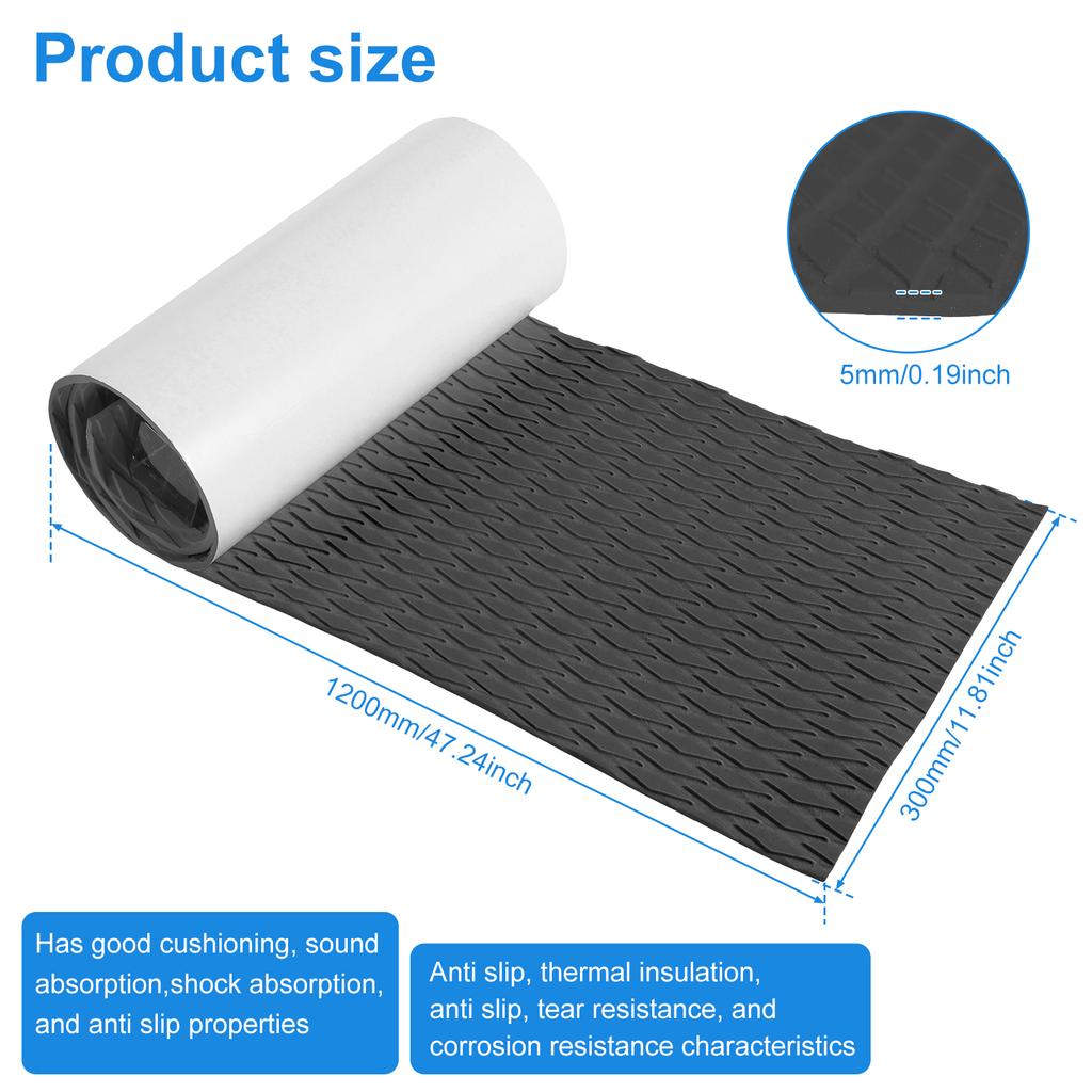 1200x300x5mm EVA Foam Boat Flooring Decking Sheet Self-Adhesive Boat Flooring Mat Non Slip Boat Deck Carpet Pad For Motorboat