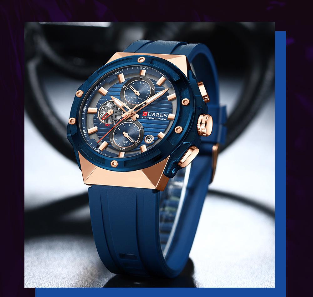 CURREN 8462 Men's Waterproof Chronograph Sports Watch with Calendar and Six-Hand Quartz Movement.