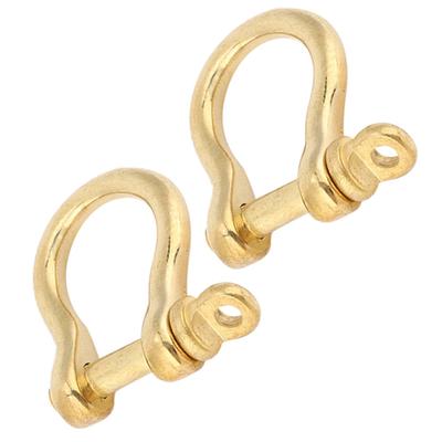 2 Set Anchor Shackle Pure Brass U Type Fob Key Ring Hook Golden Connection Buckle 10mm