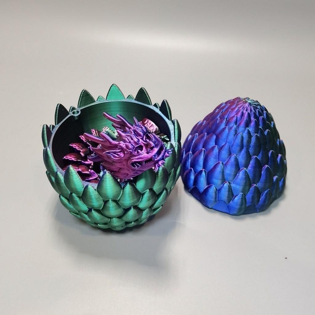 Mystery Dragon With Egg, 3D Printed Dragon With Egg, Full Articulated Flexible Dragon With Eggs, 3D Printed Gift Toy