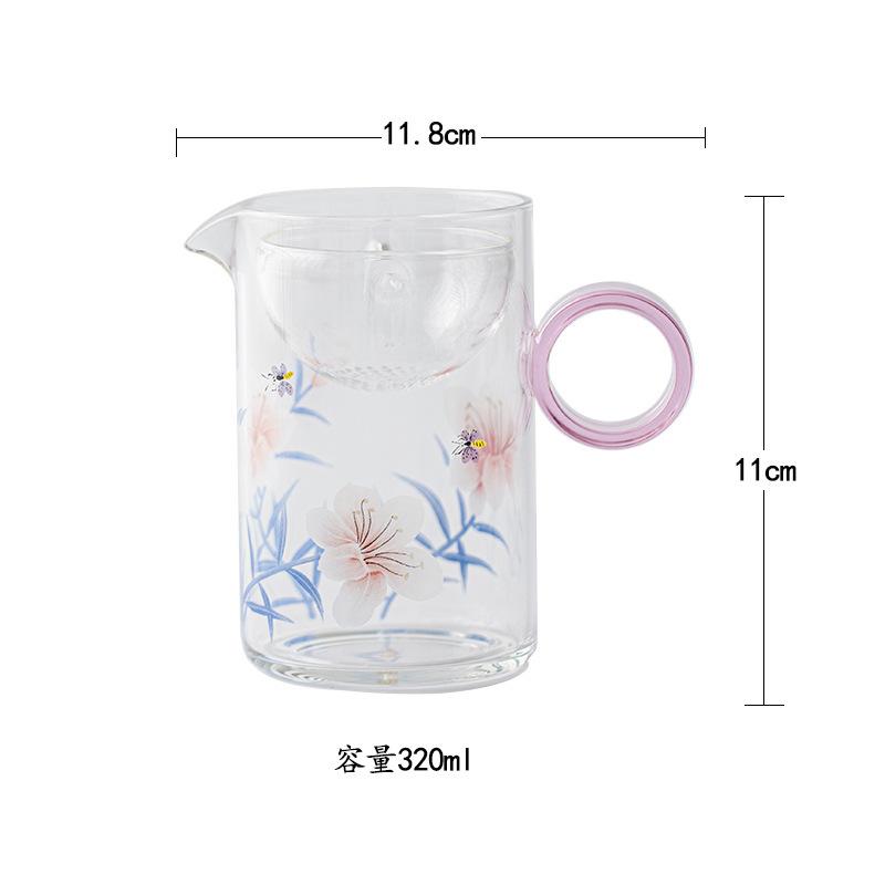 

320ml Ring Lily Glass Tea Pitcher Divide Tea Cha Hai Citrus Pu-erh Dispenser Justice Cup Fair Mug Tea Strainers Filter Supplies
