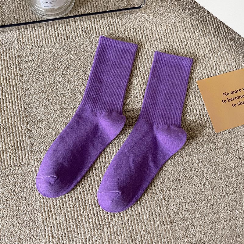 Women's Trendy Candy Color Thin Mid-Calf Socks - Colorful Japanese Style Summer Pile Socks
