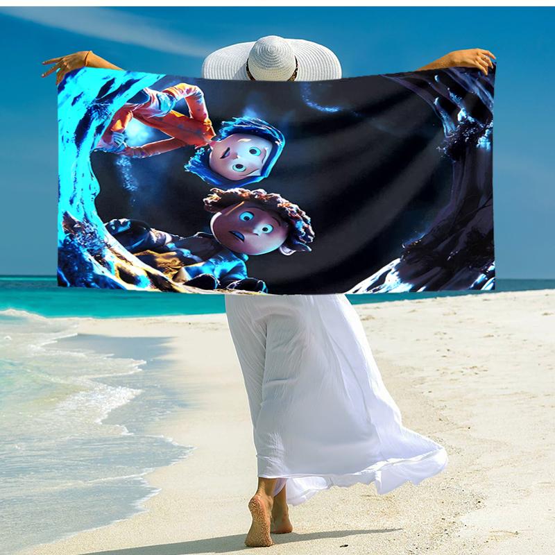 Ultra-Soft Beach Towel with Coraline Theme,Ideal for Pool - Camping, Diving - Perfect Travel Essential, Vibrant Beach Towel.
