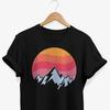Retro Sunset Mountain T-shirt: Minimalist Nature Graphic Tee