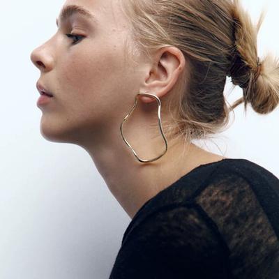 Simple Temperament Geometric Metal Earrings, Versatile and Thin Street Shot Trendy Girl Earrings