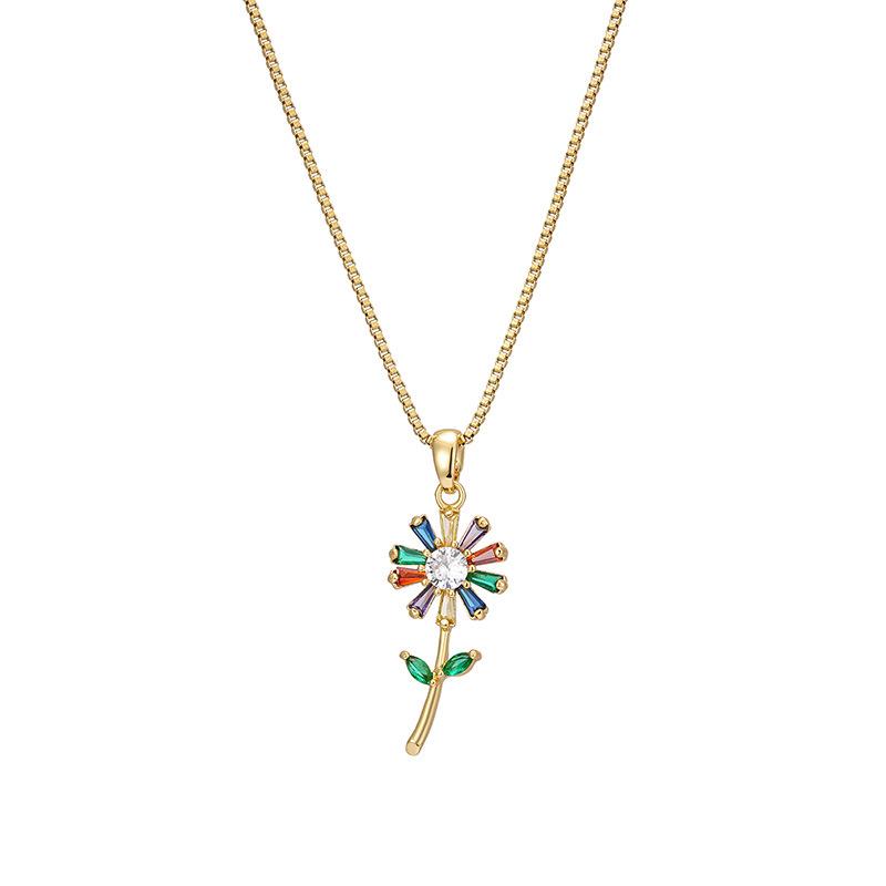 Lux Lejer și Senzualitate Exquisită Design Colorat Cupru Incrustat Zirconiu Modele Explozie Mărgărită Floarea Soarelui Pandantiv Colier